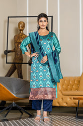 GREY COLOURED WOMEN'S POLYSTER KURTA WITH DUPATTA SET