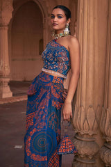 Teal Dhoti Skirt Set