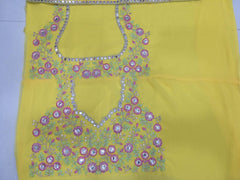 Yellow Georgette Mirror Embroidery Work Lehenga Choli