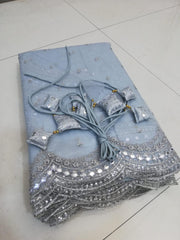 Grey banglori silk embroidery wedding lehenga choli