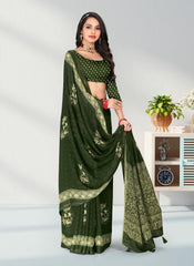 Satin border Jacquard Butta Georgette saree with blouse for women