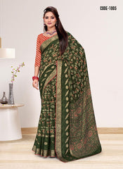 Jacquard Butta Soft cotton saree with blouse for women