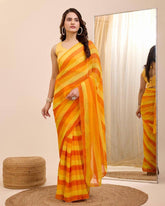 Yellow Georgette one minute ready to wear saree