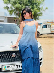 BEAUTIFULL CHIKAN WORKED SHADED COLORED SHARARA SET DUPATTA SET