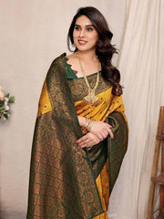 Floral Zari Silk Blend Banarasi Saree