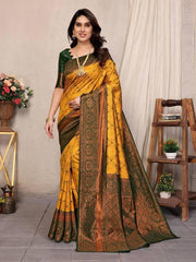 Floral Zari Silk Blend Banarasi Saree