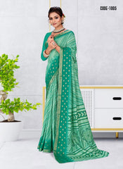 Strip Print Jacquard border Dola Silk saree with blouse for women