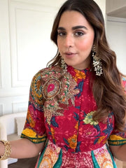 Pink Embroidered Peplum Top with Dhoti Set | Women’s Indo Western Outfit | Festive, Wedding & Party Wear Malaysia