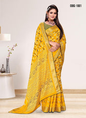 Jacquard Butta Soft cotton saree with blouse for women