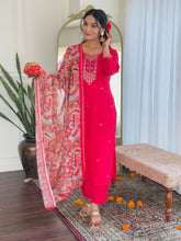 PINK COLOURED WOMEN EMBROIDERY WORK KURTA SET