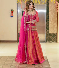 Pink Color Wedding Wear Designer Embroidered Ready to Wear Lehenga