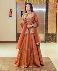 Orange Color Wedding Wear Designer Embroidered Ready to Wear Lehenga