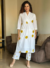Women Polka-Dot Print Kurta & Pants Co-Ord Set