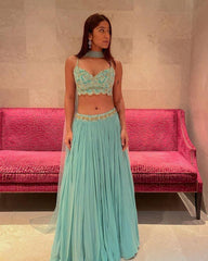 Georgette Crushed Lehenga and Sequence Work Choli