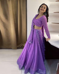 Lavender umbrella design 18 Meter flare trending lehenga Choli