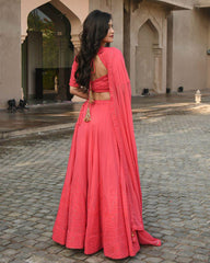 Watermelon Pink Colored Georgette Lehenga Choli