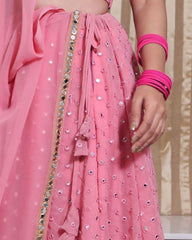 Baby Pink Colored Georgette Party Wear Lehenga Choli