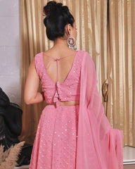 Baby Pink Colored Georgette Party Wear Lehenga Choli