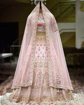 Baby pink embroidered sequence lehenga choli
