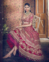 Red Colored Sequence Embroidery Work Silk Lehenga Choli