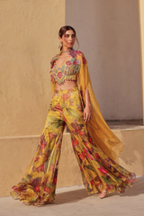 Bageecha sharara set with cape