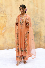 Peach Orchid Heavy Long Kurta