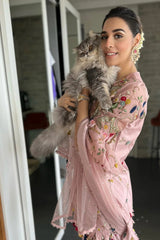 Heavily Embroidered Party Wear Pink Suit