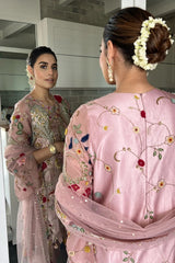 Heavily Embroidered Party Wear Pink Suit