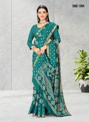 Geometric Print Jacquard border Dola Silk saree with blouse for women