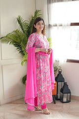 LIGHT PINK COLOURED WOMEN'S CHINON KURTA SET