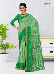 Strip Print Jacquard border Dola Silk saree with blouse for women