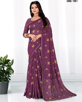 Woven Zari border Georgette saree with blouse for women