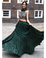 Bottle green designer ruffle wedding lehenga choli
