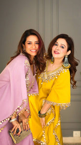 Luxury Kaftan & Pant Set Malaysia | Premium Devsena Satin Kaftan with Embroidered Lace & Real Mirror Work | Modest Fashion | Eid & Party Wear Dress