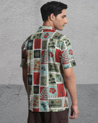 Men’s Fancy Printed Cuban Collar Shirt for Men | Stylish Casual Cotton Blend Short Sleeve Shirt Malaysia | Summer Beachwear Trendy Outfit