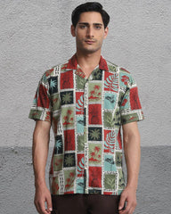 Men’s Fancy Printed Cuban Collar Shirt for Men | Stylish Casual Cotton Blend Short Sleeve Shirt Malaysia | Summer Beachwear Trendy Outfit