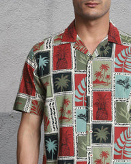 Men’s Fancy Printed Cuban Collar Shirt for Men | Stylish Casual Cotton Blend Short Sleeve Shirt Malaysia | Summer Beachwear Trendy Outfit