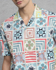 Men’s Fancy Printed Cuban Collar Shirt for Men | Stylish Casual Cotton Blend Short Sleeve Shirt Malaysia | Summer Beachwear Trendy Outfit
