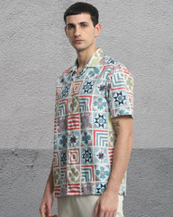 Men’s Fancy Printed Cuban Collar Shirt for Men | Stylish Casual Cotton Blend Short Sleeve Shirt Malaysia | Summer Beachwear Trendy Outfit