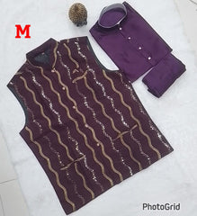 Party Wear Silk Kurta Pyjama with Embroidered Silk Koti | Traditional Men’s Wedding & Festive Wear Set