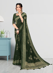 Jacquard Butta Satin border Georgette saree with blouse for women