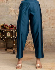 Divastri Women’s Jacquard Silk Blend Kurta Pant Dupatta Set | Rama Blue Ethnic Wear | Festive, Party & Wedding Traditional Outfit for Women in Malaysia