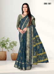 Party wear Zari Weaving Jacquard border Viscose saree with blouse for women