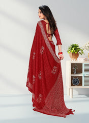 Satin border Jacquard Butta Georgette saree with blouse for women