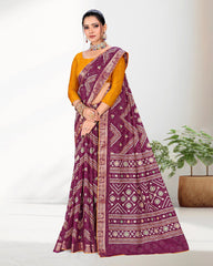 Festive wear Zari Weaving Jacquard border Viscose saree with blouse for women