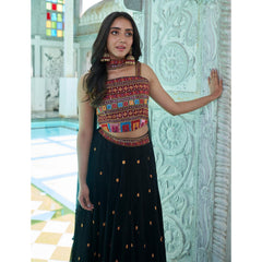 BLACK SEQUINS EMBROIDERED GEORGETTE LEHENGA CHOLI