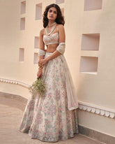 Cream color georgette embroidery lehenga choli