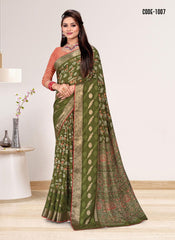 Jacquard Butta Soft cotton saree with blouse for women