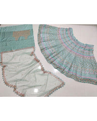 Sea green Organza silk wedding lehenga choli