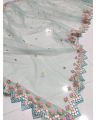 Sea green Organza silk wedding lehenga choli